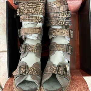 Freebird Brown Strappy Sandals with Buckles